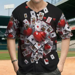 Playing Cards Red Heart Symbols Tumbling Checkerboard Floor - Card Game Player Gift Baseball Jersey