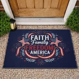FAITH Family FREEDOM AMERICA Flag Stars - Independence Day Gift for Veterans Doormat