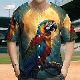 Vibrant Macaw Perched Gnarled Branch Jungle Scene Sun Glow - Tropical Decor Gift Baseball Jersey