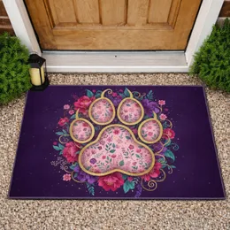 Twilight Forest Paw Print Wildflower Blossom - Home Decor Gift for Pet Lover Doormat