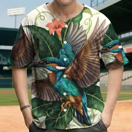 Majestic Kingfisher Tropical Leaves Bell Flowers - Nature Lover Gift Baseball Jersey