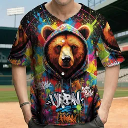 Orange Brown Bear Bold Strokes Graffiti Paint Splatter Hoodie - Wildlife Lover Gift for Him Baseball Jersey