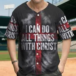 Distressed Christian Cross 'I CAN DO ALL THINGS WITH CHRIST' - Faith Wear Gift for Believers Baseball Jersey