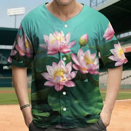 Vibrant Blossoming Lotus Flowers Lily Pads Calm Water - Serenity Wear Relaxation Gift Baseball Jersey