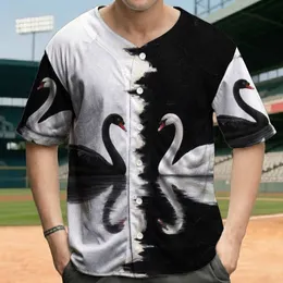 Black Swan White Field White Swan Black Field Dynamic Jagged Line - Wildlife Lover Gift Baseball Jersey