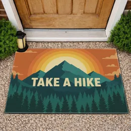 TAKE A HIKE Mountain Sunset Pine Trees - Hiking Lover Gift Doormat