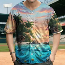 Tropical Island Split Ocean View Sunset - Travel Essentials for Beach Trip Baseball Jersey