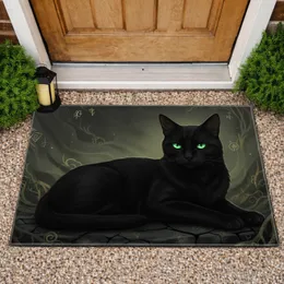 Black Cat Weathered Stone - Home Decor Gift for Cat Owners & Pet Lovers Doormat