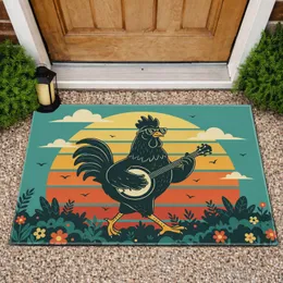 Black Chicken Banjo Player Sunglasses Retro Sunset - Wildlife Lover Home Decor Gift Doormat