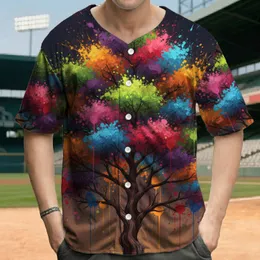 Abstract Tree Paint Splatter Foliage - Nature Art Enthusiast Gift Baseball Jersey