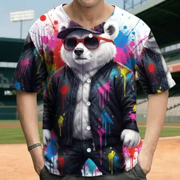 Street Art White Bear with Sunglasses Baseball Cap Bomber Jacket Paint Splatter Gift Baseball Jersey
