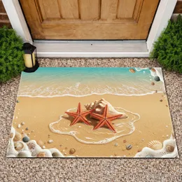 Starfish Conch Shell Beach Ocean Waves - Coastal Home Decor Gift Doormat