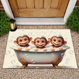 Baby Monkeys Bathtub Soap Suds - Home Decor Gift for Kids Room Doormat