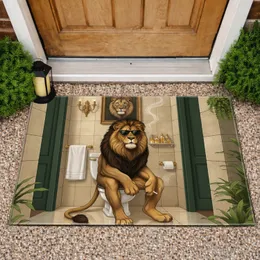 Smoking Lion Sunglasses Toilet Bathroom - Home Decor Gift for Lion Lover Doormat