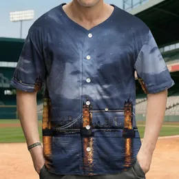 London Star Dusted Sky Big Ben Tower Bridge - Travel Essentials Baseball Jersey