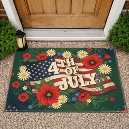 4TH OF JULY American Flag Floral - Independence Day Gift Doormat
