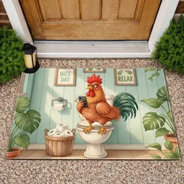 Rooster on Toilet Smartphone Bathroom - Funny Farmhouse Home Decor Doormat