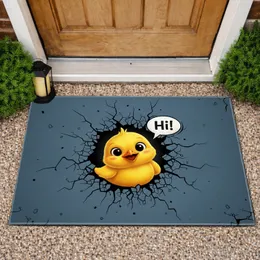 Bright Yellow Baby Chick Hi Speech Bubble - Home Welcome Gift Doormat