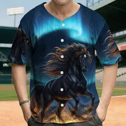 Majestic Dark Horse Cosmic Aurora Stars - Horse Lover Gift Baseball Jersey