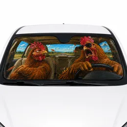 Chicken Driving Car Road Trip Travel Essentials - UV Protection Automobile Accessory Car Sunshade