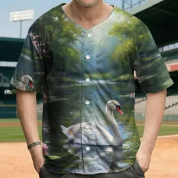 Majestic White Swan Pink Blossoms - Nature Lover Gift Baseball Jersey