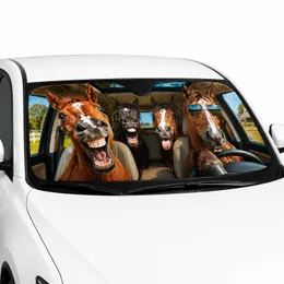 Front Windshield Glasses Wearing Galloping Horse - Car Interior Upgrade for Horse Lover Car Sunshade