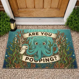 Teal Octopus Toilet Paper 'Are You Pooping?' - Bathroom Decor Gift Doormat