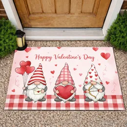 Valentine Gnomes Happy Valentine's Day Hearts Buffalo Plaid - Valentine's Day Gift Doormat