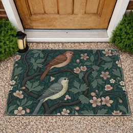Perched Birds Botanical Branches Wildflowers - Home Decor Gift for Bird Watchers Doormat