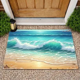 Golden Sandy Beach Turquoise Ocean Waves - Coastal Home Decor Gift Doormat