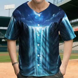 Luminous Waterfall Dark Canyon, Twinkling Stars Glowing Moon - Nature Lover Gift Baseball Jersey
