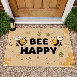 BEE HAPPY Bees Wildflowers Honeycomb Field - Home Decor Gift for Bee Lover Doormat