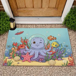 Winking Baby Octopus Astronaut Underwater - Ocean Lover Home Decor Gift Doormat