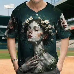 Serene Repose Figure Floral Crown Dark Botanicals - Home Decor Gift for Art Lover Baseball Jersey
