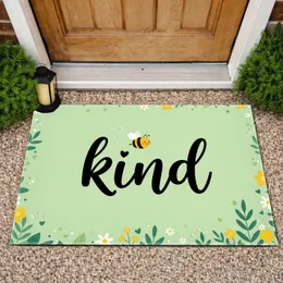 Kind Bee Heart Cursive Botanical Wildflowers - Home Decor Gift for Garden Lover Doormat