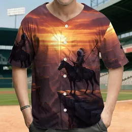 Native American Warrior Horse Canyon Sunset - History Enthusiast Gift Baseball Jersey