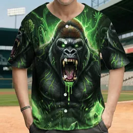 Roaring Gorilla Green Slime Cannabis Buds Glowing Leaves - Cannabis Enthusiast Gift Baseball Jersey