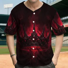 Ornate Aged Metal Crown Ruby Jewels Fiery Smoke - Gothic Style Gift for Goth Enthusiasts Baseball Jersey