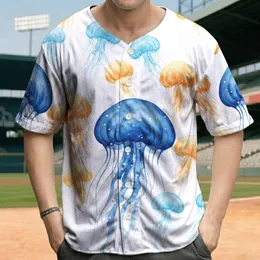 Flowing Tentacle Translucent Jellyfish Cluster Aquatic Scene - Ocean Lover Gift Baseball Jersey