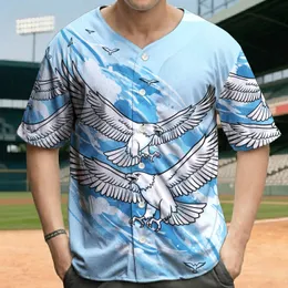 Eagles Flying Birds Swirl Clouds - Wildlife Lover Gift for Bird Watching Baseball Jersey