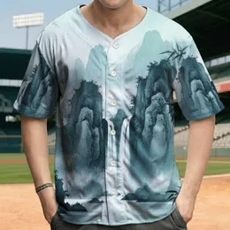 Majestic Misty Cascading Waterfalls Mountain Landscape Bamboo Scene - Zen Home Decor Gift Baseball Jersey