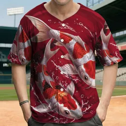 Red Golden White Koi Fish Swirling Water Deep Currents - Aquatic Lover Gift Baseball Jersey