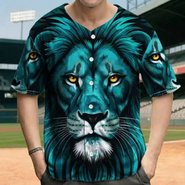 Majestic Flowing Mane Lion Head with Focused Gaze - Wild Animal Lover Gift for Big Cat Fans Baseball Jersey