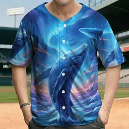 Blue Whale Breaching Cosmic Ocean Nebula Sky - Ocean Wildlife Lover Gift Baseball Jersey