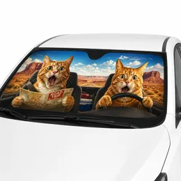 Humorous Cat Car Interior Decoration - Road Trip Commute Travel Essentials for Drivers Car Sunshade