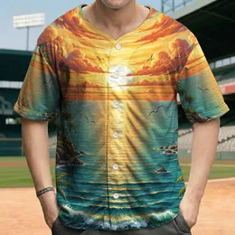 Golden Sunset Tropical Island Beach Houses Palm Trees - Travel Essentials Baseball Jersey