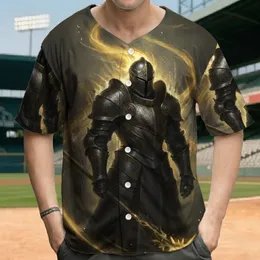 Dark Armored Knight Golden Energy Staff - Fantasy Home Decor Gift for Knight Lover Baseball Jersey