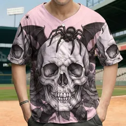 Detailed Gothic Skull Black Spider Dark Roses Bats Spiderwebs - Halloween Party Gift Baseball Jersey
