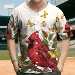 Majestic Red Cardinal Butterfly Autumnal Branch - Wildlife Lover Gift for Bird Watcher Baseball Jersey