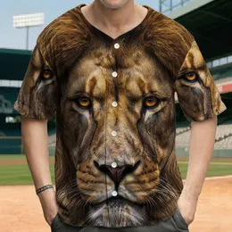 Realistic Male Lion Face Amber Eyes Golden Brown Mane Big Cat Lover Gift Baseball Jersey